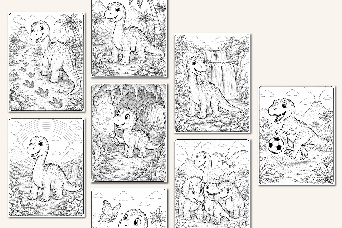 Dinosaur Coloring Adventure, a Stationery Template by Designmela01 (Photo 4 of 5)