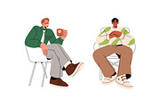 Happy people sitting on chairs set, a Person Illustration by PaperTrident (Thumbnail 6 of 8)