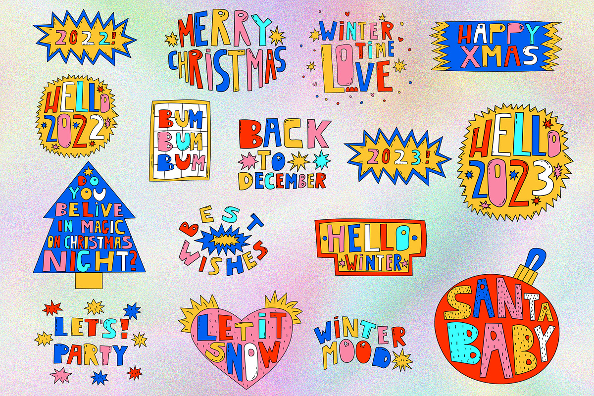 1970 PSYCHEDELIC CHRISTMAS LETTERING, an Illustration by okchizh (Photo 3 of 6)
