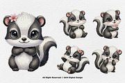 15 Bundle Watercolor Skunk Girl Cute, an Animal Illustration by Morspective (Thumbnail 7 of 8)