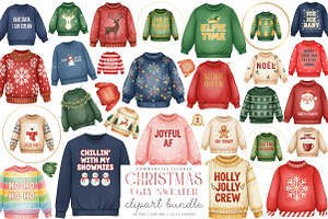 Christmas Ugly Sweater Clipart PNG, an Illustration by SinaCreation