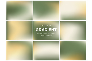 Muted olive and sand mesh gradients., an Illustration by Liudmyla Matviiets