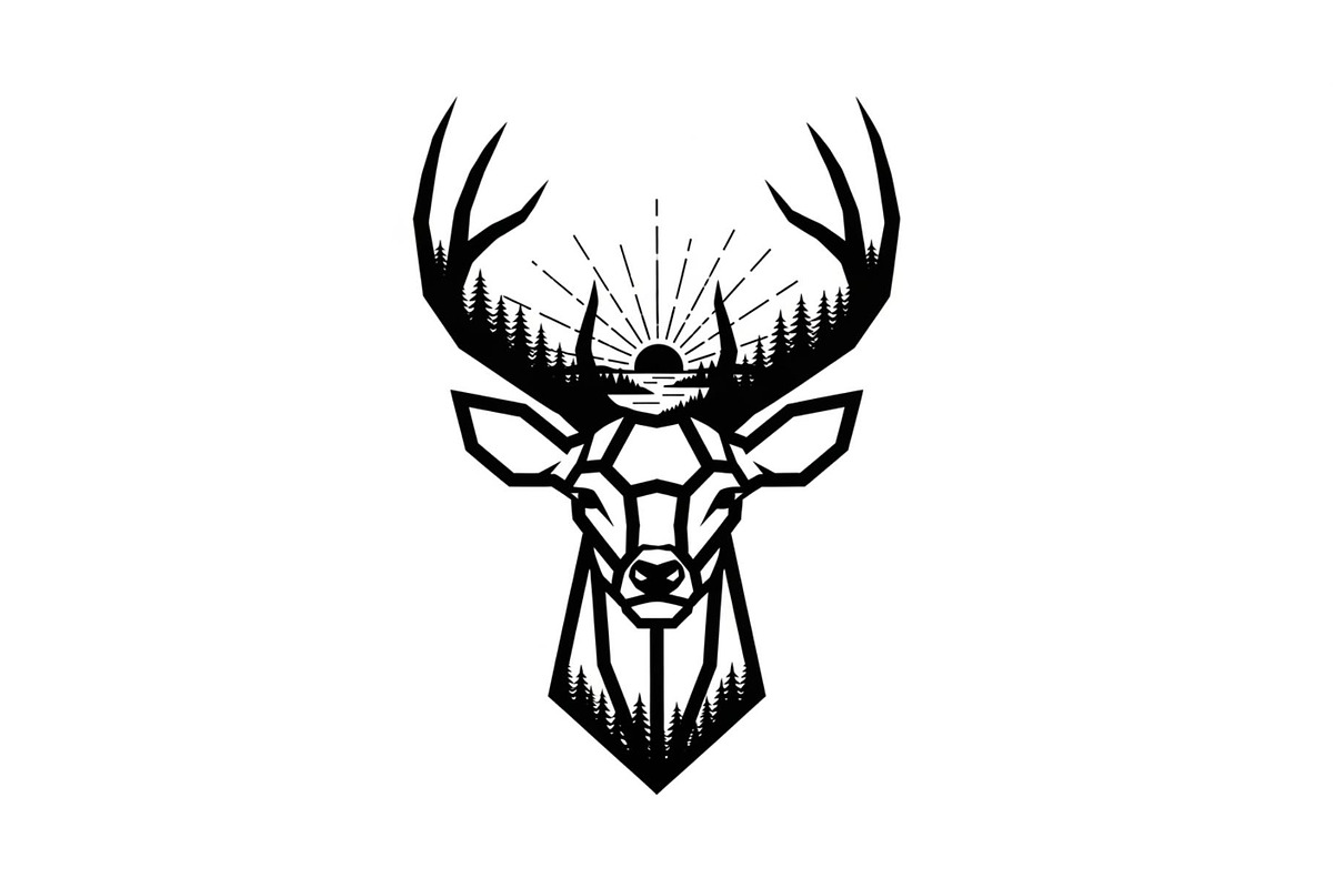 Artistic Geometric Deer Head Bundle, an Illustration by yasushie (Photo 15 of 31)
