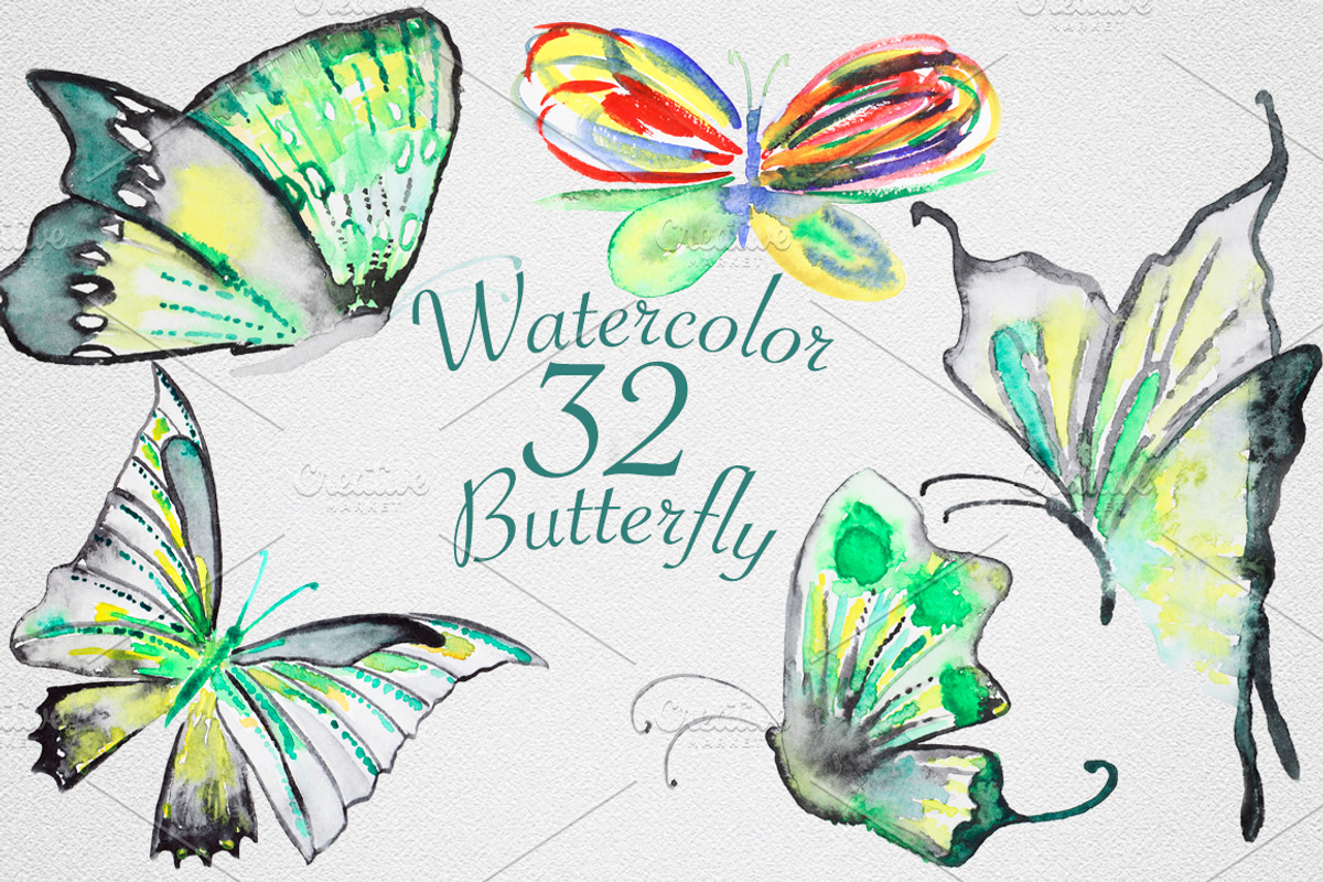 Watercolor Butterfly Set #2, an Object Graphic by IvanFet (Photo 4 of 6)