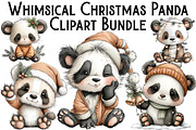 Whimsical Christmas Panda Clipart, an Illustration by Pixels.Craft (Thumbnail 1 of 6)