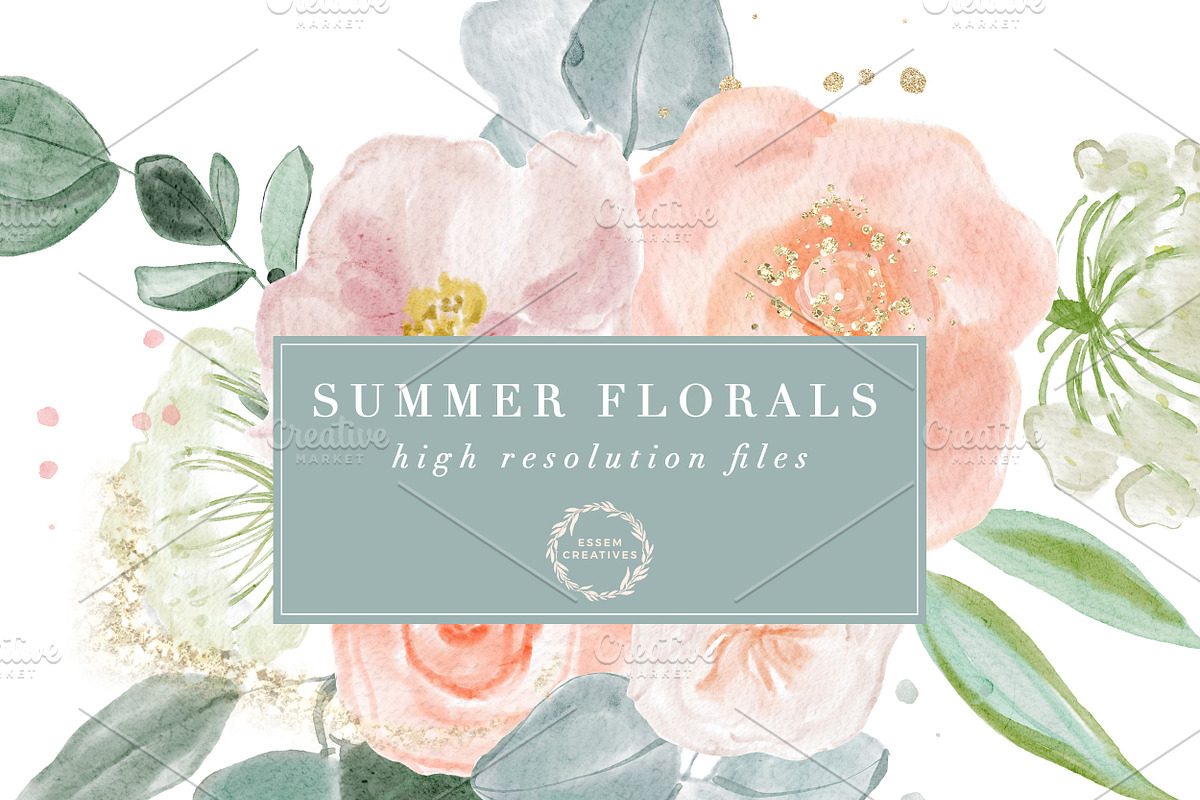 Summer Floral Peony Roses Clipart, a Background Graphic by Essem Creatives (Photo 5 of 5)