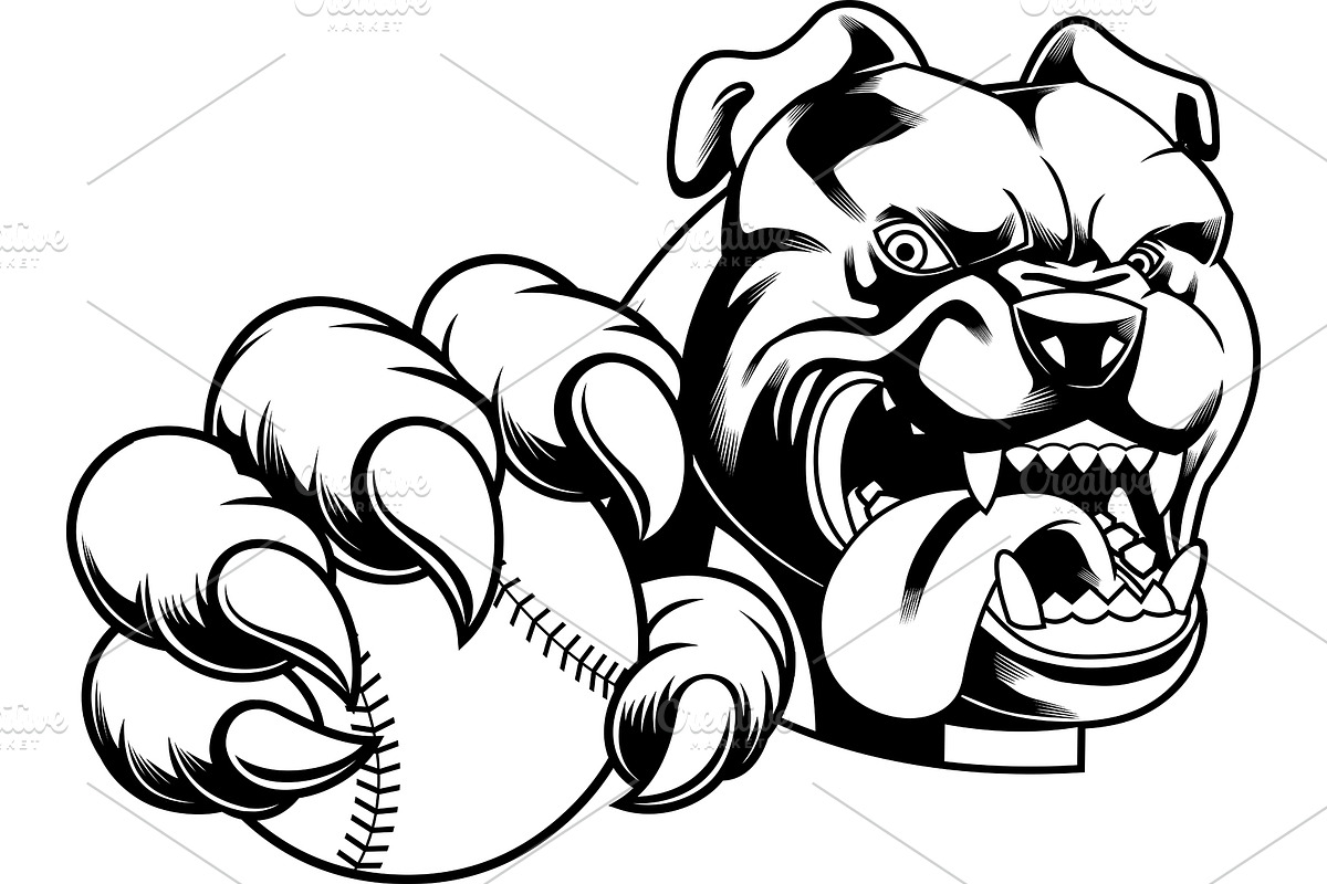 Angry Bulldog Holding Ball, an Illustration by HitToon