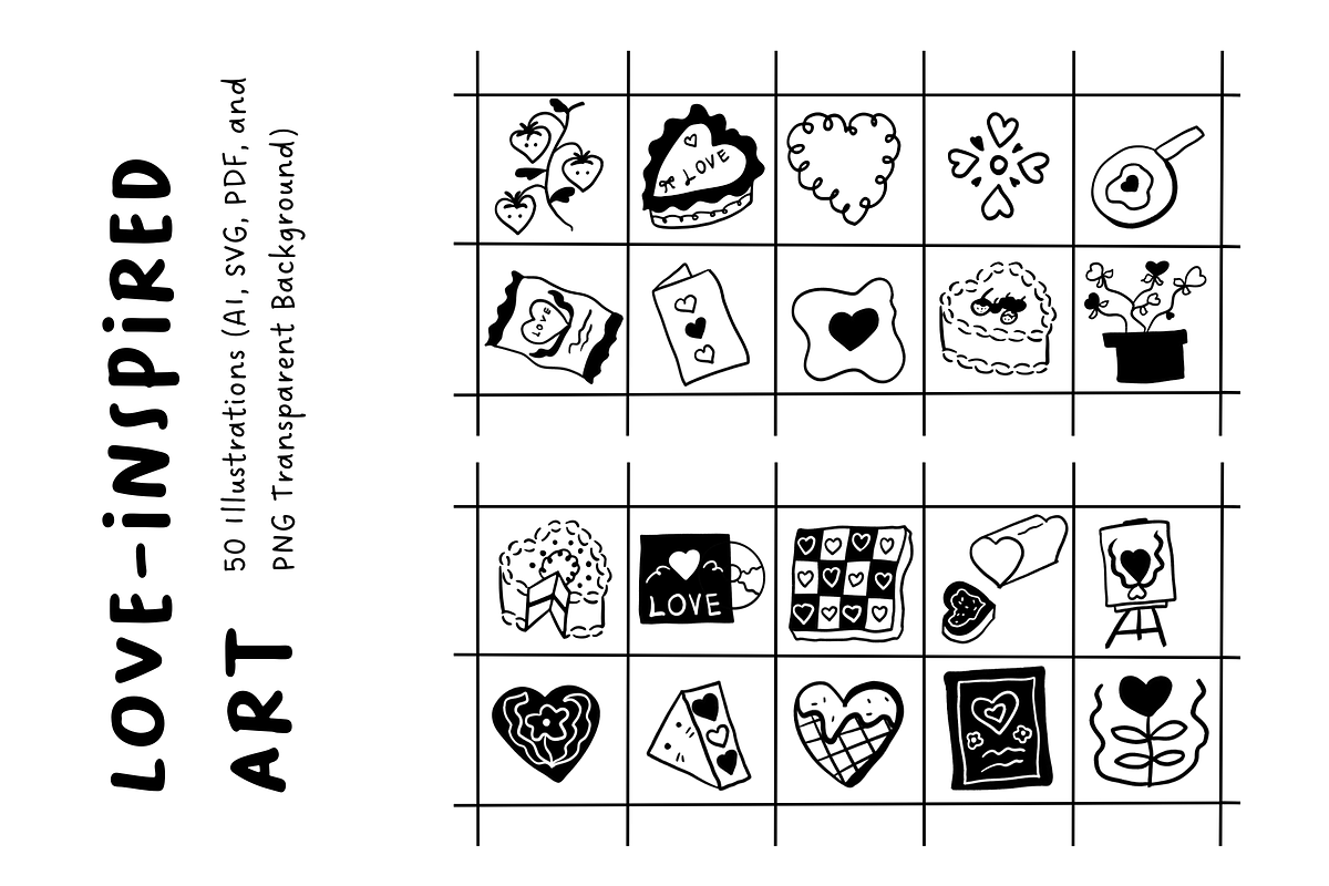 50 Love-Inspired Hand-Drawn Art, an Object Illustration by The Journey Atelier (Photo 2 of 4)