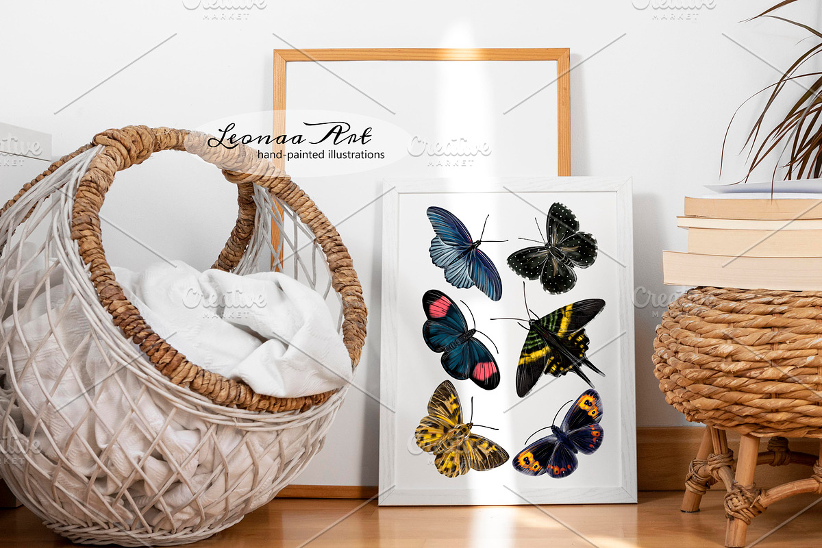 Butterflies Clipart Set, an Animal Illustration by Leonaa art (Photo 2 of 12)