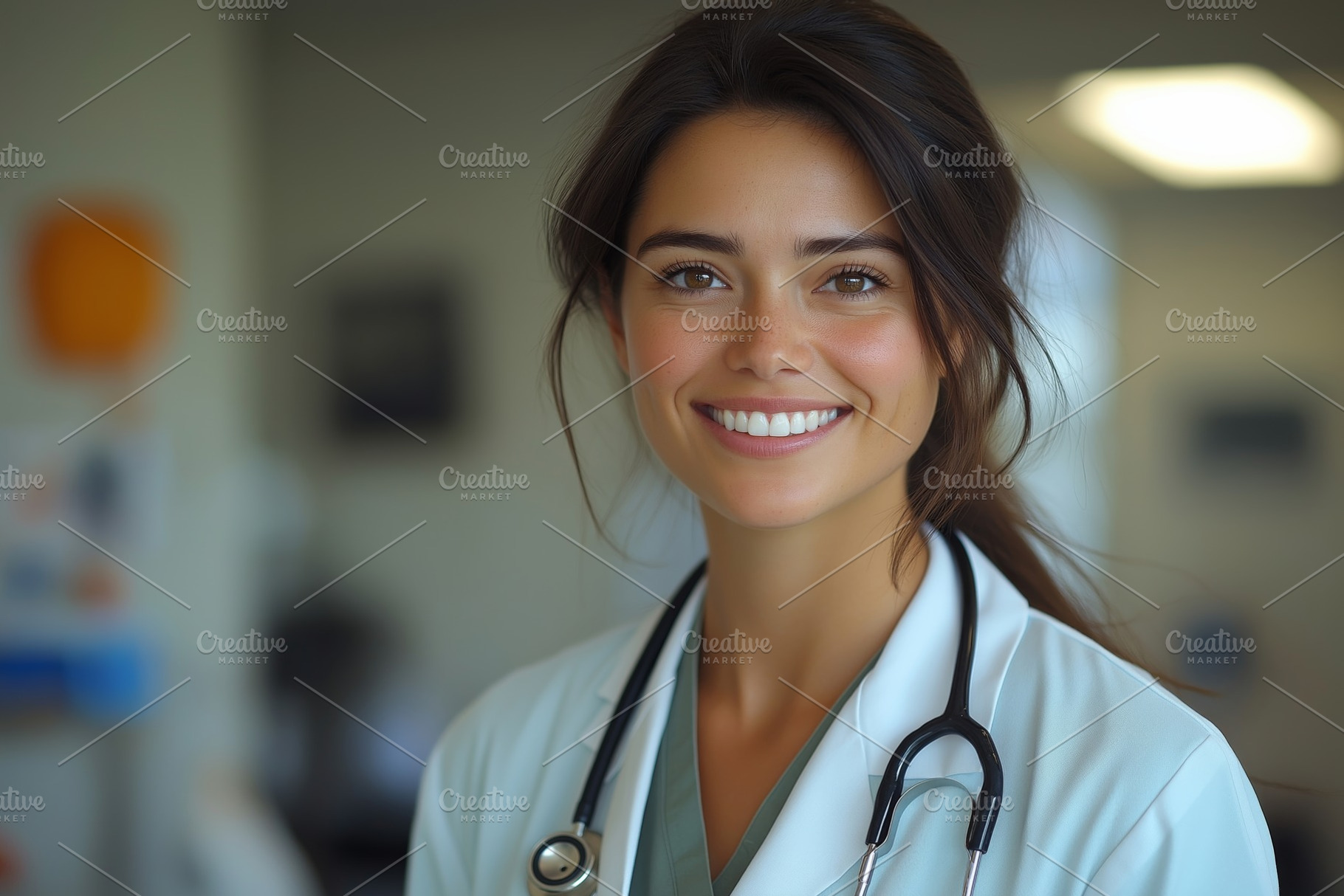 Smiling young female doctor with a stethoscope, showcasing warmth and professio, a Person Photo by ImageMir
