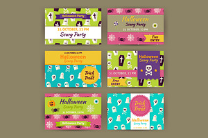 Halloween Flat Vector Invitations