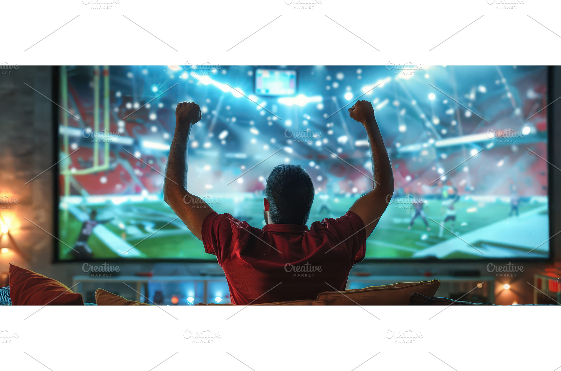 Man cheering while watching football, a Person Photo by piter.goskov