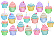 Watercolor Cupcakes Clipart, an Illustration by Doodle and Stitch (Thumbnail 2 of 2)