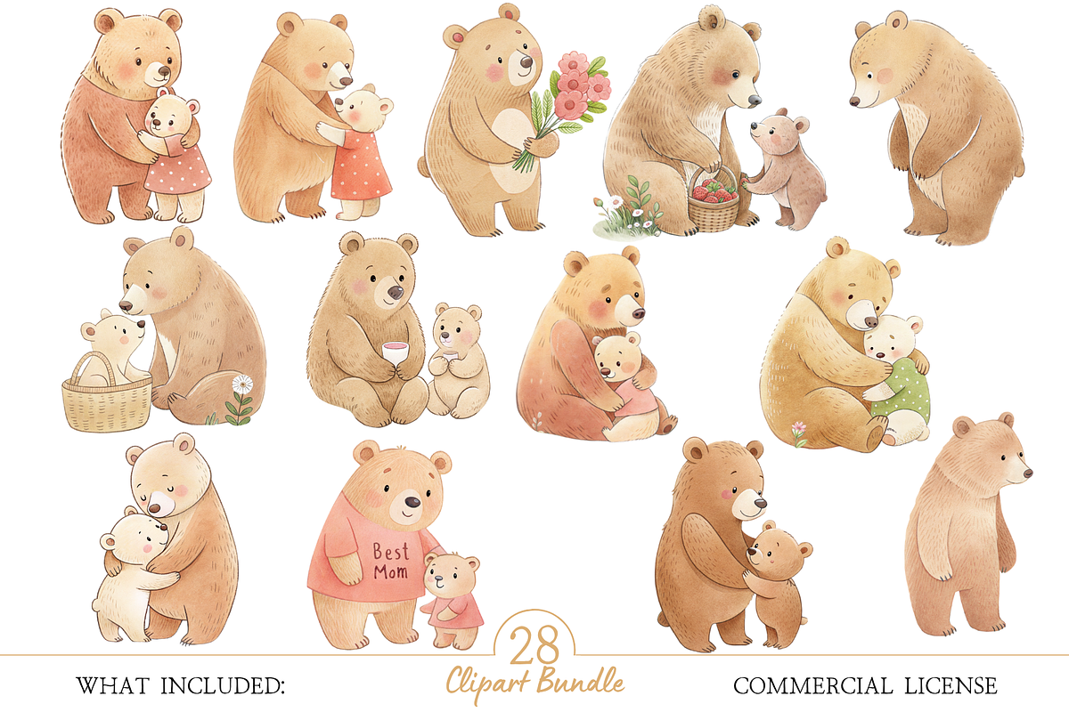 Mama Bear and Baby Clipart, an Illustration by MockupWizard (Photo 2 of 5)