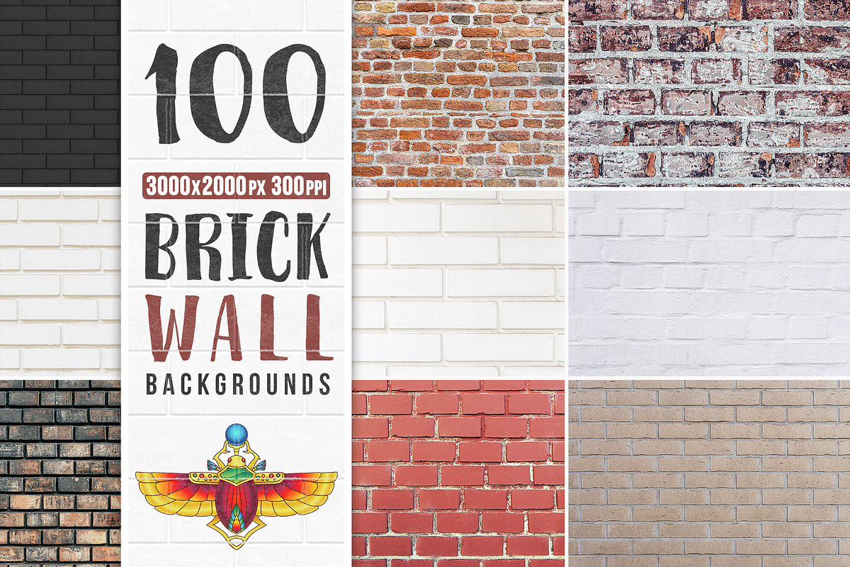 100 Brick Wall Backgrounds Pack, a Texture Graphic by pixaroma (Photo 1 of 13)