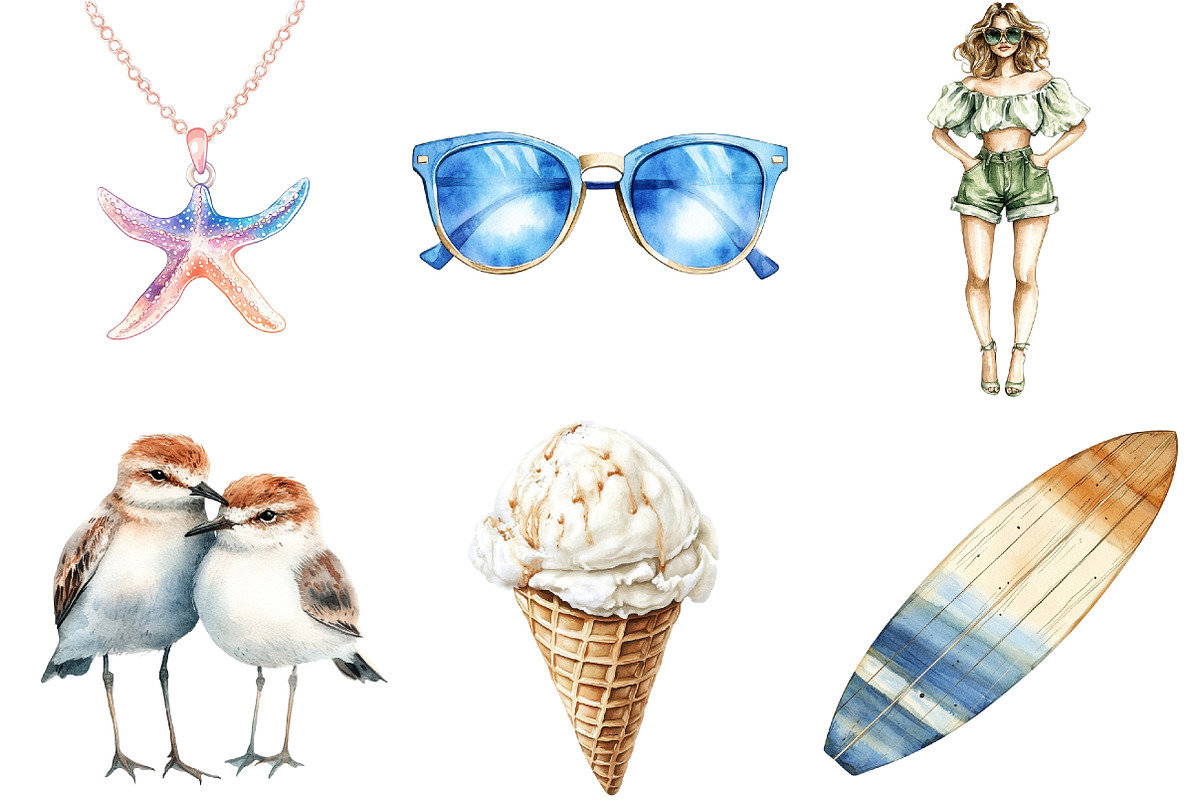 Watercolor Coastal Serenity Clipart, an Illustration by CitraGraphics (Photo 2 of 5)
