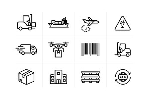 Logistics and Supply Chain Icon Set, an Outline Icon by VectStock