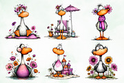 Whimsical Summer Goose Clipart, an Animal Illustration by Creative Art (Thumbnail 3 of 8)