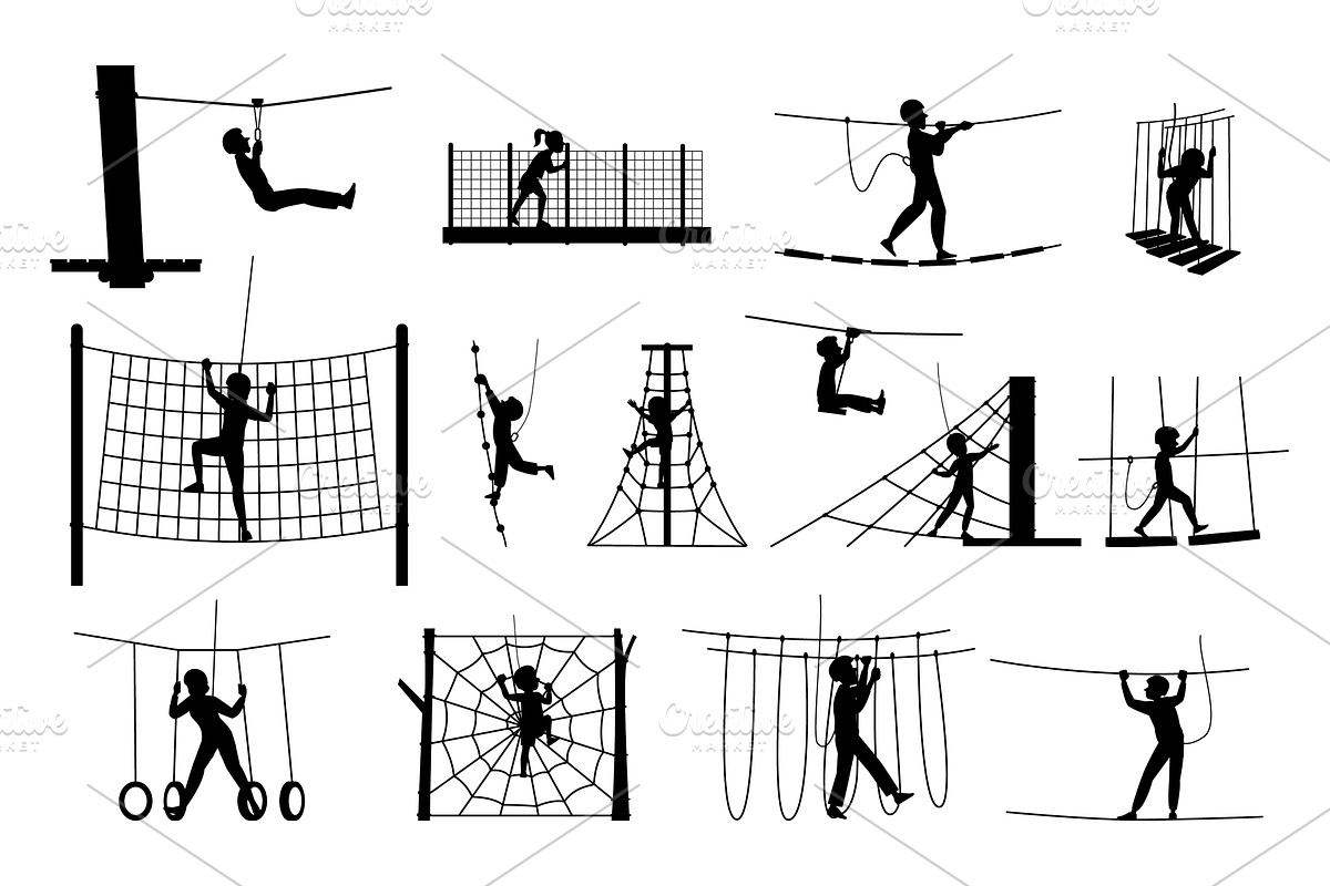 Rope park characters silhouettes, a Person Illustration by LadadikArt