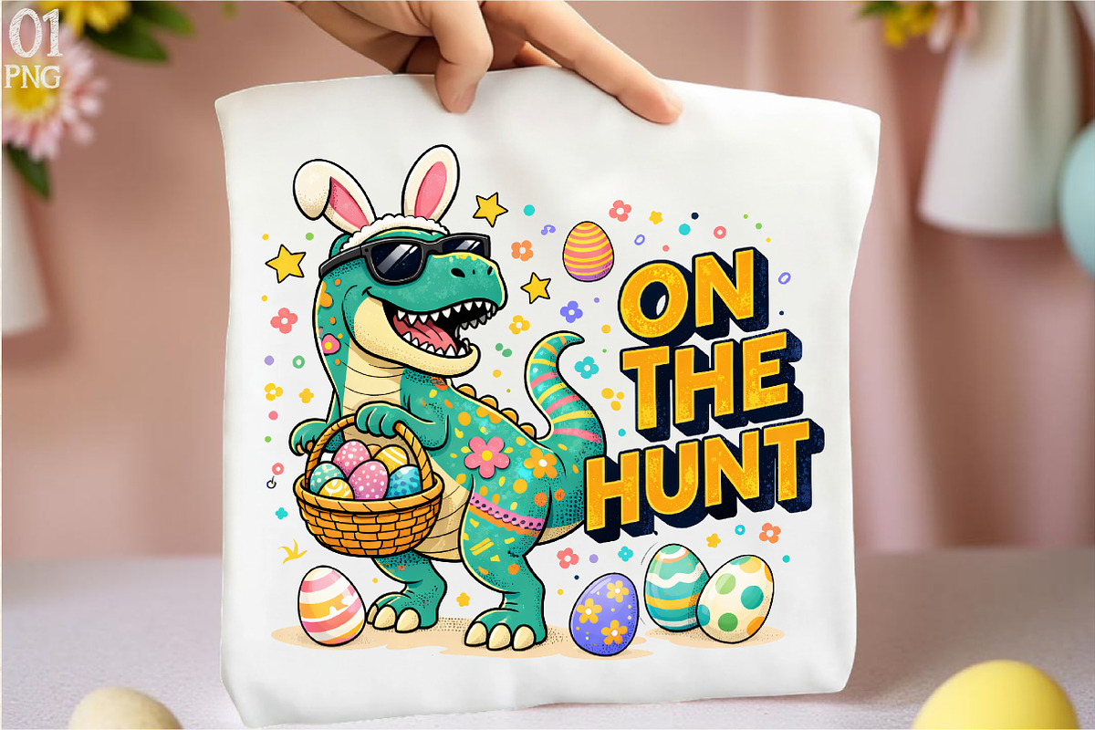 Dinosaur T Rex Easter Sublimation PN, an Illustration by Libby Wishes (Photo 1 of 6)