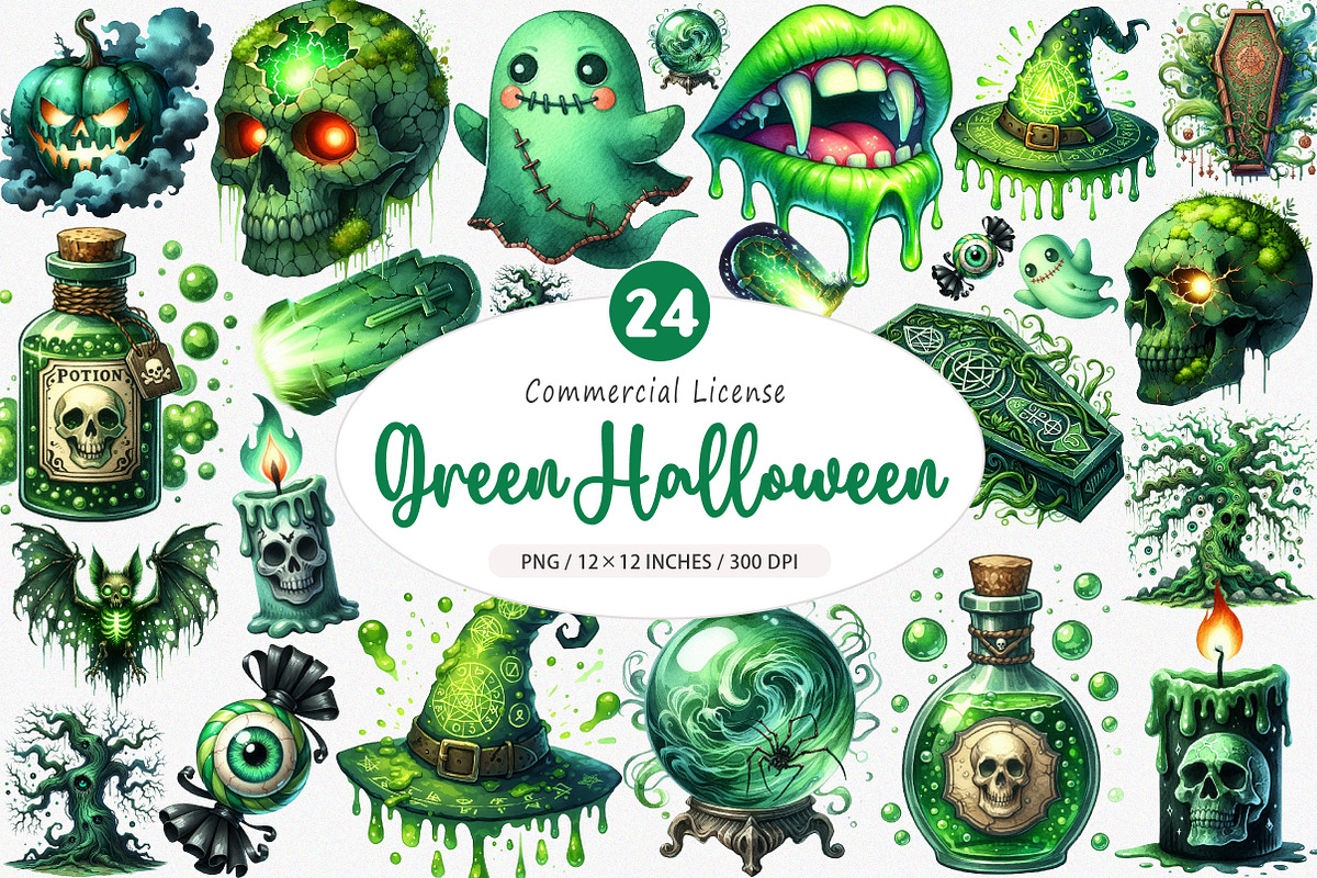 Green Halloween Clipart, an Illustration by SinaCreation (Photo 1 of 5)