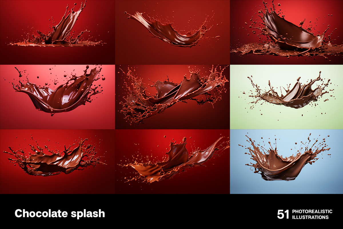 Chocolate splash. 51 images, a Food Illustration by Handmadefont (Photo 10 of 12)