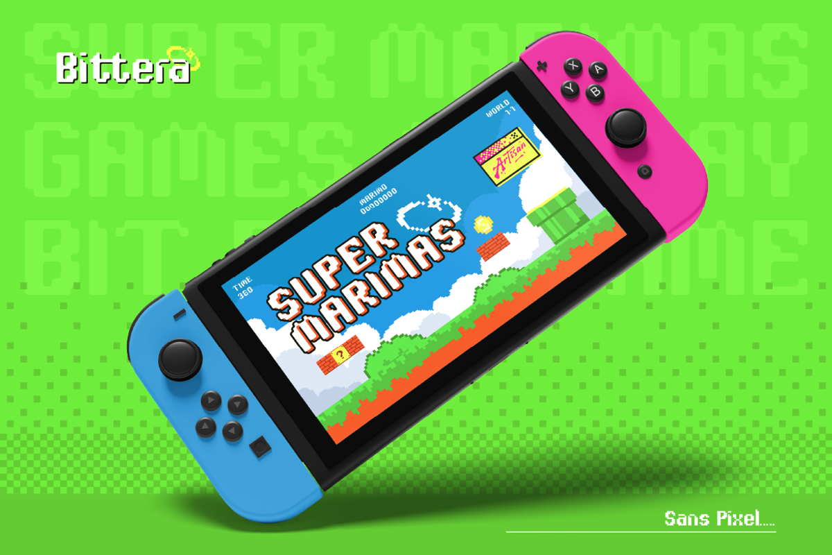 Bittera - Retro 8-bit Pixel, a Sans Serif Font by Artisan Themes (Photo 7 of 11)