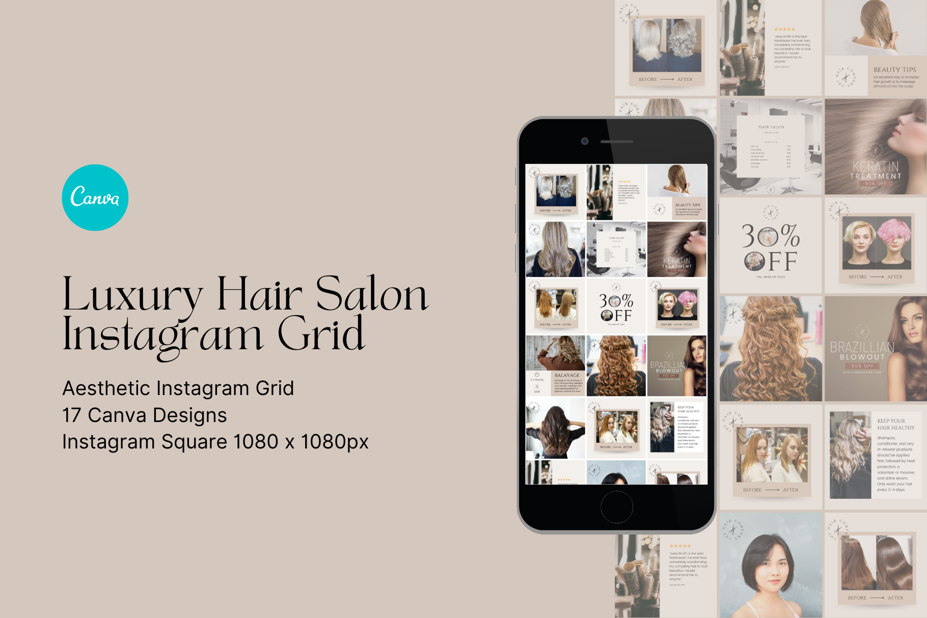 Luxury Hair Salon Instagram Grid by Sincerely Media  Creative Market