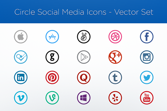Vector Icon Set Social Media Circles