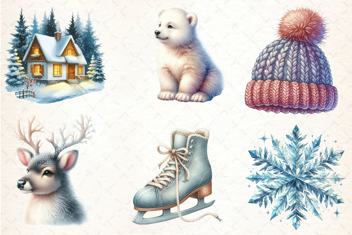 Snowflakes and Winter Scenes Clipart, an Illustration by DreamCafeArt (Photo 8 of 8)