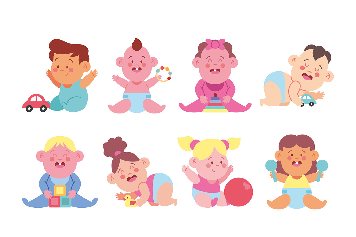 Baby Playtime Illustrations Set