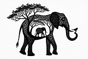 Silhouette of a Cute Elephant vector, an Illustration by Amazin_art (Thumbnail 18 of 21)