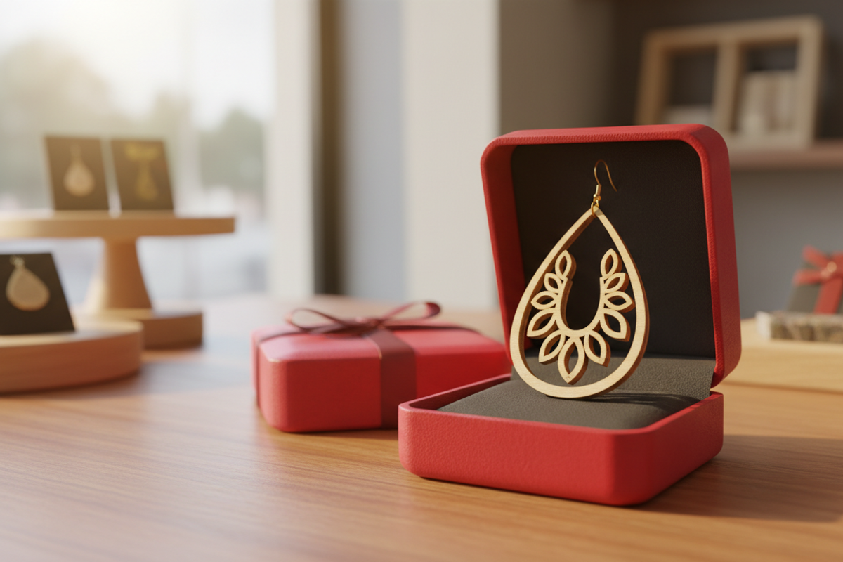Teardrop Laser Cut Earrings, an Object Graphic by Designer_Momina (Photo 2 of 5)