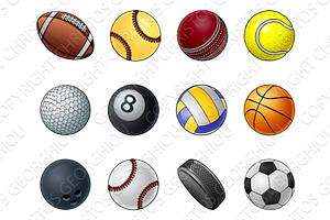 Sport Ball Set Sports Balls Cartoon, a Sport Illustration by Christos Georghiou