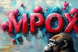 Colorful Artistic Portrayal Of MPOX With Gorilla Illustration