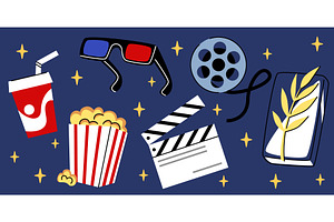 Cinema doodle collection, an Object Illustration by art PVP - market