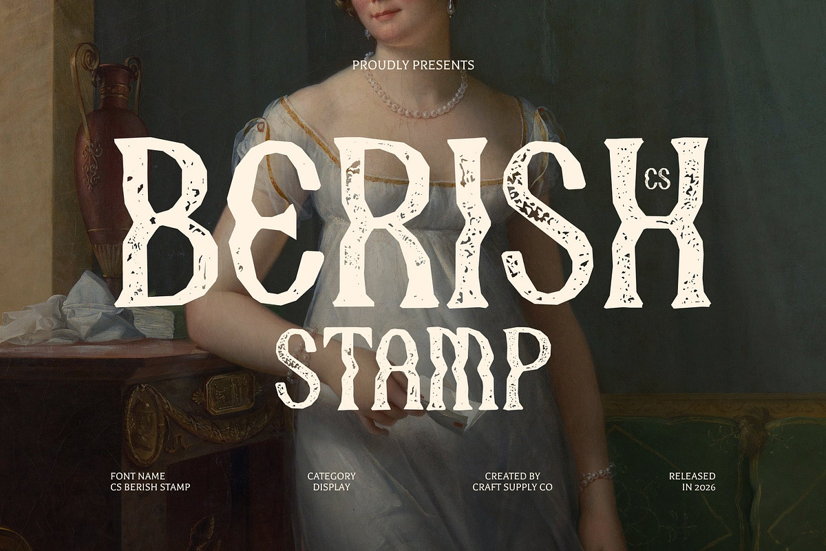 CS Berish Stamp, a Serif Font by Craft Supply Co. (Photo 1 of 8)