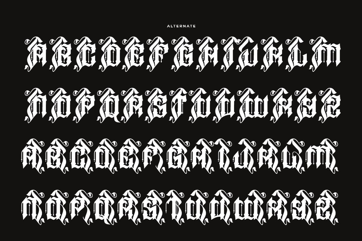 Jewal Glasmor - Tattoo Font, a Blackletter Font by QR Design Studio (Photo 9 of 14)
