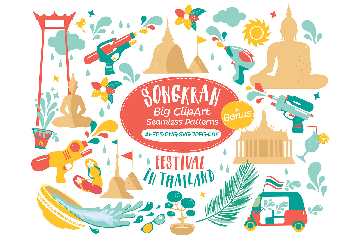 Songkran Clipart Icons Illustration, an Object Graphic by Olga Art Store (Photo 1 of 5)