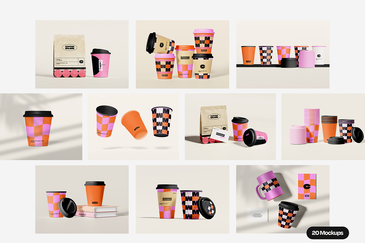 Coffee Cup Packaging Mockup Set, a Packaging Mockup by Mego-studio (Photo 2 of 7)
