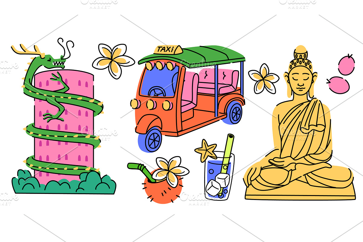Thai doodle collection of cultural, an Object Illustration by art PVP - market