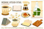 Morning Kitchen Ritual Clipart, an Object Illustration by Cozy Cat Design (Thumbnail 1 of 3)