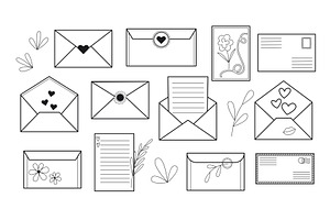 Envelopes and letters with hearts in, an Object Illustration by Tati_Kli