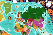 Halloween World Map Printable Bundle, a Wallpaper Graphic by AdrianDragne (Thumbnail 11 of 11)