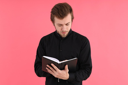 Concept of people, young man on pink background, a Person Photo by AtlasStudio