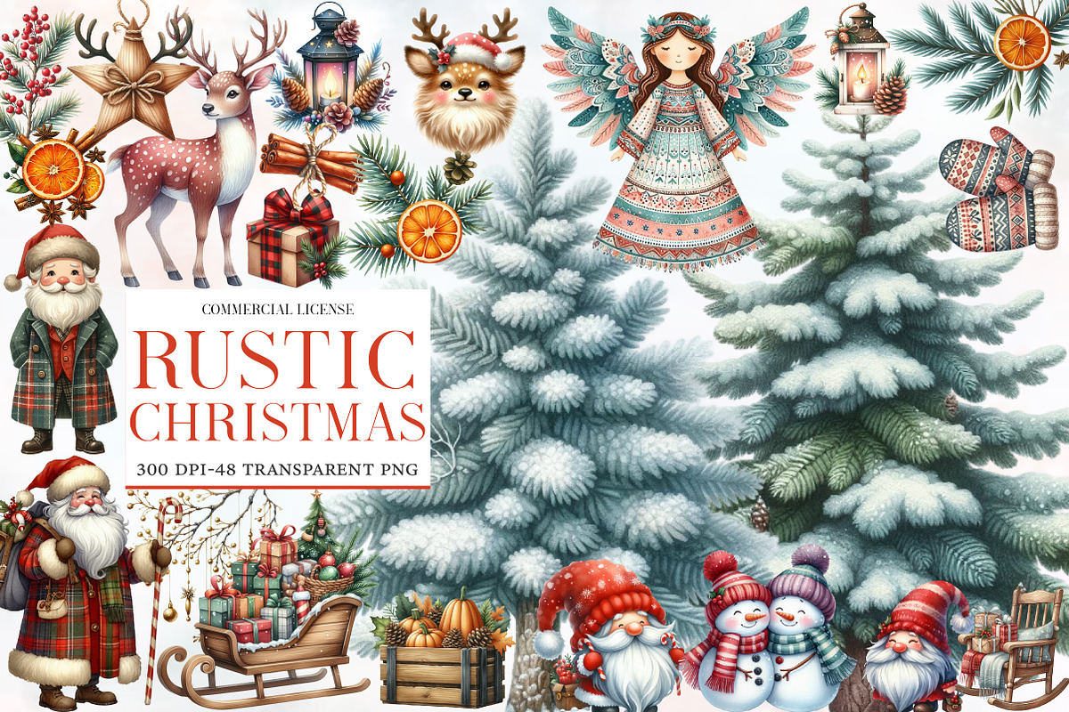 Rustic Christmas Clipart, an Illustration by Designworld (Photo 1 of 6)