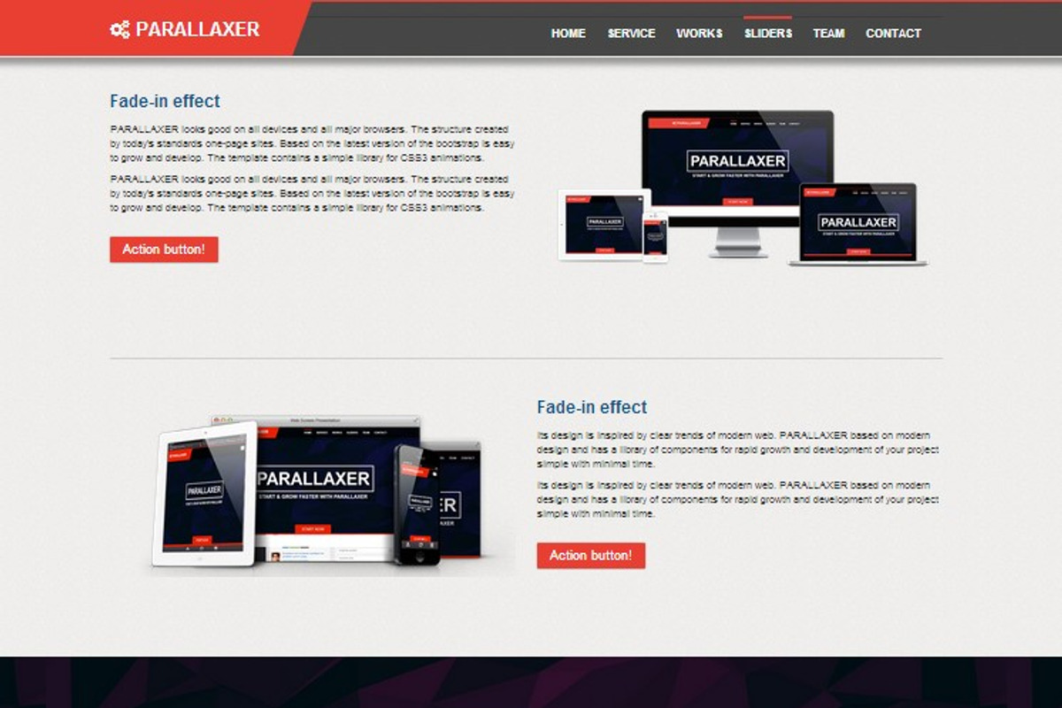 Parallaxer new one page Bootstrap, a Landing Page Template by Bootstraptor (Photo 4 of 5)