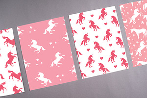 Unicorn Seamless Patterns Set