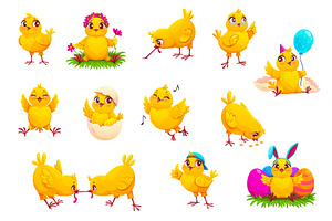 Cartoon funny chick characters, an Animal Illustration by Vector Tradition