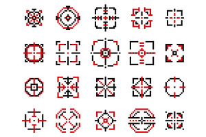 Pixel targets. Black red 8 bit, an Object Illustration by YummyBuum